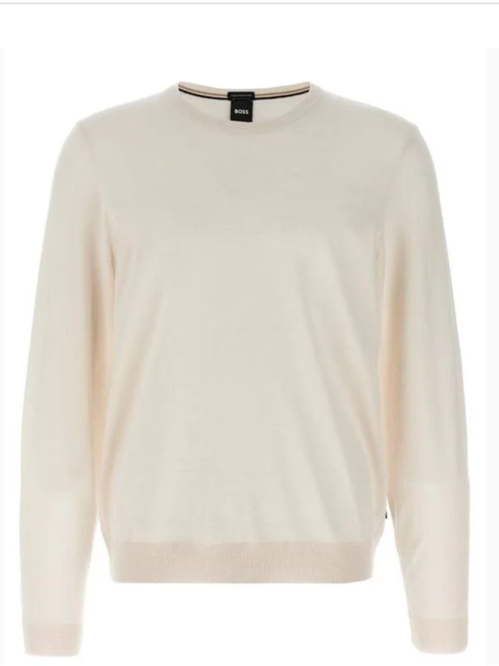 NEW⭐️HIGO BOSS Men's Leno-P Crewneck Sweater in Cream $178